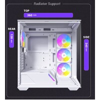 Antec C3 ARGB White ATX  270 Degrees Full View 4x ARGB PWM Fans with control 36CM top 24cm Front. Cable Management GPU 41.5 CM. Ultra Gaming Case