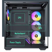 Antec C3 ARGB Black ATX  270 Degrees Full View 4x ARGB PWM Fans with control 36CM top 24cm Front. Cable Management GPU 41.5 CM. Ultra Gaming Case
