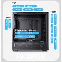 Antec Flux ATX Black Premium Walnut Trim 5x Black PWM Performance Fans. Ultra Cooling Design ARGB Controller Mid Tower Case