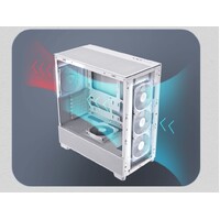 Antec Flux ATX White Premium Birch Trim 5x white PWM Performance Fans. Ultra Cooling Design PWM ARGB Controller w  MB Sync Mid Tower Case