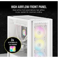Corsair iCUE 5000D RGB High Airflow 3x AF120 RGB Elite Fan Lighting Node Pro Controller Tempered Glass Mid-Tower White Gaming Case