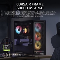 Corsair FRAME 5000D RS ARGB High-Airflow Mid-Tower PC Case - Black, ATX, 450mm GPU, 175mm CPU cooler, 360mm rad, 4x RS140 ARGB, 1x USB-C 3.2