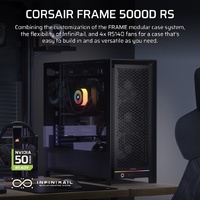Corsair FRAME 5000D RS HIGH-AIRFLOW MID-TOWER PC CASE - BLACK, ATX, 450mm GPU, 175mm CPU cooler, 360mm rad, 4x RS140, 1x USB-C 3.2 Gen2