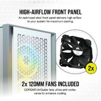 Corsair Carbide Series 4000D Airflow ATX Tempered Glass White 2x 120mm Fans pre-installed. USB 3.0 x 2 Audio I O. Case
