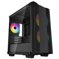 DeepCool CC360 ARGB Micro-ATX Case 3x120mm Pre-Installed ARGB Fans Tempered Glass Panel Front USB3.01USB2.01Audio1