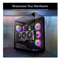OKINOS AQ93 Tempered GlassTopFrontSide Panel,Pre-Installed 2120mm ARGB PWM Fan,Computer case with Panoramic View,ATX Mid Tower PC,Type Port
