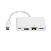 8Ware 4-in-One Dock USB-C to HDMI  USB3.0  Gigabit LAN Ethernet  60W PD Charging Port for iPad Pro MacBook Air Samsung Galaxy MS Surface Dell XPS