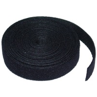 8Ware 25m x 12mm Wide Cable Tie Hook  Loop Continuous One Sided Self Adhesive Fastener Sticky Tape Roll Black