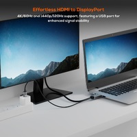 mbeat Tough Link 1.8m HDMI to DisplayPort Cable with USB Power  4K 60Hz (38402160) 1440p 120Hz 1080p 120Hz