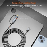 mbeat Tough Link 3m USB  USB-C to RJ45 Ethernet Cable - Space Grey