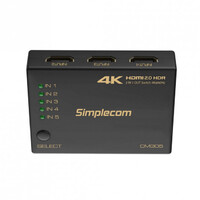 Simplecom CM305 Ultra HD 5 Way HDMI Switch 5 IN 1 OUT Splitter 4K 60Hz