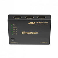 Simplecom CM305 Ultra HD 5 Way HDMI Switch 5 IN 1 OUT Splitter 4K 60Hz