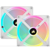 CORSAIR QX RGB Series iCUE LINK QX140 RGB WHITE 140mm Magnetic Dome Bearing. PWM RGB Dual Fan Starter Kit