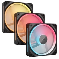Corsair iCUE LINK LX120-R RGB 120mm PWM Reverse Fans Starter Kit Triple Pack - Black: 66.7CFM, 2400RPM, 37.7dBA, 0.4A, Static Pressure, Magnetic Dome