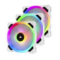 Corsair Light Loop Series, White LL120 RGB, 120mm PWM Fan, 3 Fan Pack with Lighting Node PRO. Two Years Warranty