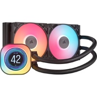 Corsair iCUE LINK TITAN 240 RX LCD Liquid CPU Cooler - Black: 73.5 CFM, 2100 RPM, 36 dBA, Aluminum Radiator, Copper Cold Plate, Intel AMD Support