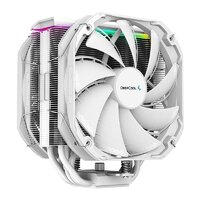 DeepCool AS500 PLUS White CPU Cooler Single Tower Five Heat Pipe Design High Fin Density Double PWM Fans Slim Profile A-RGB LED Controller Incl