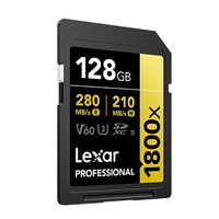 Lexar Professional 1800x 128G SDXC UHS-II Card GOLD Series 128GBC10,  UHS-II(U3), V60, 1800x, up to 280MB s read, 210MB s write