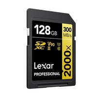 Lexar Professional 2000x 128GB SDHC SDXC UHS-II Card GOLD Series 128GB  C10, UHS-II (U3), V90, up to 300MB s read, 260MB s write