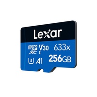 Lexar High-Performance 633x microSDHC microSDXC UHS-I 256GB  C10, A1, UHS-I (U3), V30, up to 100MB s read, 45MB s write
