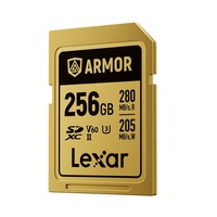 Lexar Professional ARMOR GOLD 256GB SDXC UHS-II Card  up to 280MB s read, up to 205MB s write, Stainless steel, Rated IP68, 5-meter drop proof