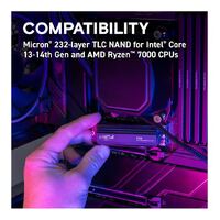 Crucial T705 2TB Gen5 NVMe SSD Heatsink - 14500 12700 MB s R W 1200TBW 1.5M IOPs 1.5M hrs MTTF with DirectStorage for Intel 14th Gen  AMD Ryzen 7000