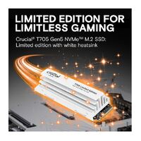 Crucial T705 2TB Gen5 NVMe SSD White Heatsink - 14500 12700 MB s R W 1200TBW 1.5M IOPs 1.5M hrs MTTF with DirectStorage for Intel 14th Gen  AMD Ryze