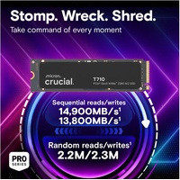 Crucial T710 2TB PCIe Gen5 NVMe 2280 SSD - 14500 13800 MB s R W 1200TBW 1500K IOPs 1.5M hrs MTTF with DirectStorage for Intel 13th Gen  AMD Ryzen