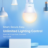 TP-Link Tapo L510E Smart Light Bulb Edison Fitting, Dimmable, No Hub Required, Voice Control, Schedule & Timer 2700K 8.7W 2.4 GHz 802.11b/g/n
