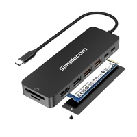 Simplecom CHT595 9-in-1 USB-C Multiport Docking Station with NVMe M.2 Enclosure 2xUSB-A 10Gbps, USB-C 10Gbps, HDMI 2.0 4K 60Hz, SD MicroSD, PD100W