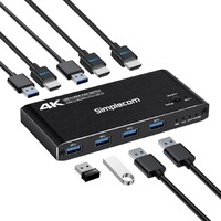 Simplecom KM420 2-Port HDMI KVM Switch HDMI 2.0 4K 60Hz 4-Port USB 3.0 Hub 5Gbps