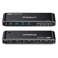 Simplecom KM430 Dual HDMI Monitor KVM Switch for 2 Computers with 4-Port USB Hub 4K 60Hz Keyboard Hotkey
