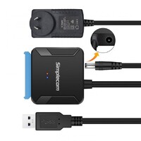Simplecom SA236 USB 3.0 to SATA Adapter Cable Converter with Power Supply for 2.5 inch  3.5 inch HDD SSD