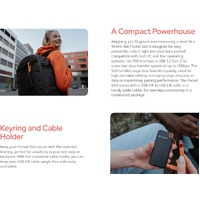 Verbatim 1TB Pocket SSD USB 3.2 Gen 2 1TB Black Orange Convenient Keyring cable holder. Compact, Rugged. Ultra Lightweight Performance 58g Portable B