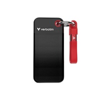 Verbatim 1TB Pocket SSD USB 3.2 Gen 2 1TB Black Red Convenient Keyring cable holder. Compact, Rugged. Ultra Lightweight Performance 58g Portable B