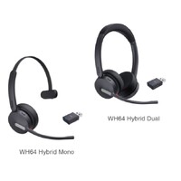 Yealink WH64 Hybrid Mono with Charging Stand DECT Wireless Headset, DECT  Bluetooth Hybrid Wireless 3-Mic Noise Cancellation, Dongle WDD60