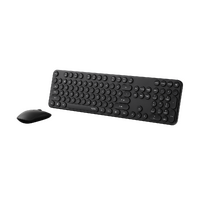 RAPOO Wireless Optical Mouse  Keyboard Black -2.4G Connection 10M Range Spill-Resistant Retro Style Round Key 1000DPI  Black