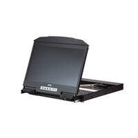 Aten Rackmount Dual Rail LCD Console VGA,HDMI,DVI & USB w/ 18.5' LCD Display, 1x Custom KVM Cable Included, 1920x1080@60hz Display, LED Illumination L