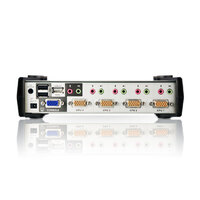 Aten Desktop KVMP Switch 4 Port Single Display VGA w  audio  OSD 4x Custom KVM Cables Included 2x USB Port Selection Via Front Panel