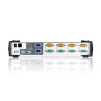 Aten Desktop KVMP Switch 4 Port Dual Display VGA w  audio 4x Custom KVM Cables Included 2x USB Port Selection Via Front Panel