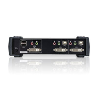 Aten Desktop KVMP Switch 2 Port Single Display DVI w  audio 2x Custom KVM Cables Included 2x USB Port Selection Via Front Panel