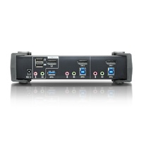 Aten Desktop KVMP Switch 2 Port Single Display 4k DisplayPort w/ audio, Cables Included, 2x USB Port, Selection Via Front Panel