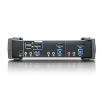 Aten Desktop KVMP Switch 2 Port Single Display 4k DisplayPort w/ audio, Cables Included, 2x USB Port, Selection Via Front Panel