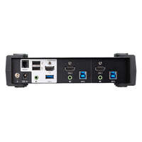 Aten Desktop KVMP Switch 2 Port Single Display 4k HDMI w/ audio mixer mode, Cables Included, Selection Via Front Panel