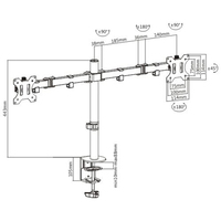 Brateck Dual Screens Economical Double Joint Articulating Steel Monitor Arm Fit Most 13-32 Monitors Up to 8kg per screen VESA 75x75 100x10