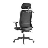 Brateck Ergonomic Mesh Office Chair with Headrest (76x71.5x112.5-119.5cm) Up to 150kg - Mesh Fabric-Black