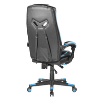 Brateck Premium PU Gaming Chair with Lumbar Support and Retractable Footrest (63x71x119~129cm) up to 150kg-PU Leather,PVC Leather-Black-Blue