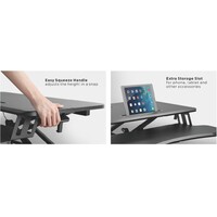 Brateck Gas Spring Sit Stand Desk Converter (950x615x110~505mm)with Keyboard Tray Deck(Standard MDF Board Surface)