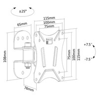 Brateck LCD Economy Pivot TV Wall Mount Bracket VESA 75 x75mm 100 x100mm 13 inch-27 inch LCD Panel Up to 25kg