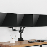 Brateck Triple Monitor Aluminum Slim Pole Held Mechanical Spring Monitor Arm Fit Most 17 inch-27 inch Monitors Up to 7kg per screen VESA 75x75 100x100